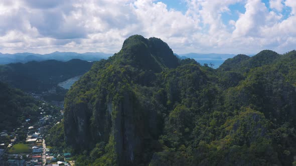Seascape with Mountains Rocks View From Above in El Nido, Palawan, Philippines. alt