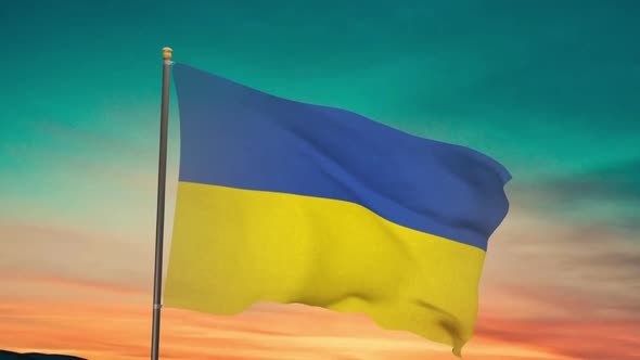 Ukrainian Flag Waving