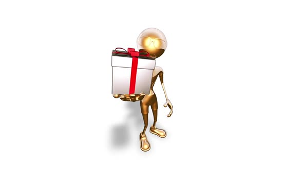 Gold Man Cartoon Show Gift  3D Looped on White alt