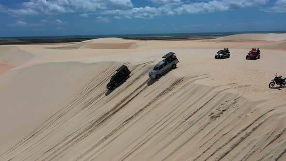 Sand dunes mountains and rain water lagoons at northeast brazilian paradise. alt