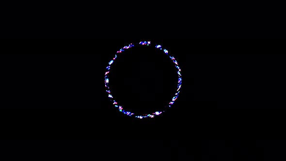 animated circle shape of colorful flashing lights, on black background alt