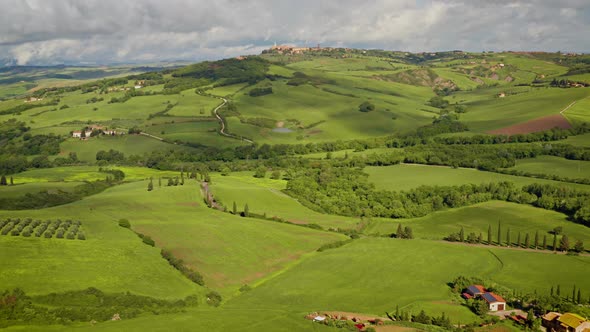 Flying over the beautiful Tuscany Italy landscape alt