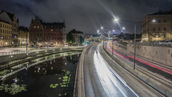 Highway Bridge Traffic in Stockholm