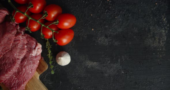 Beef Raw Medallions Are on the Table.  alt