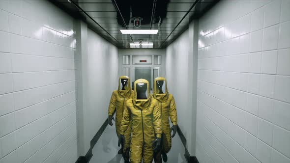 Virologists In Chemical Protective Suits