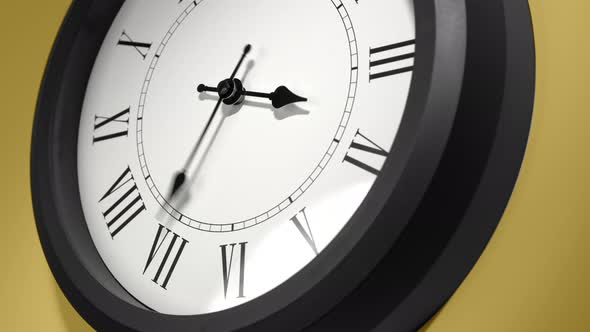 Clock Face On Yellow Wall