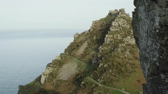 Mountain pass through the Valley of the Rocks in England by the sea - Wide alt