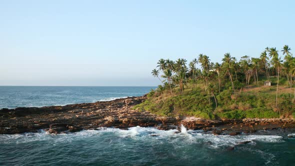 Coastal Line During Sunrise on the Southern Part of the Island of Sri Lanka