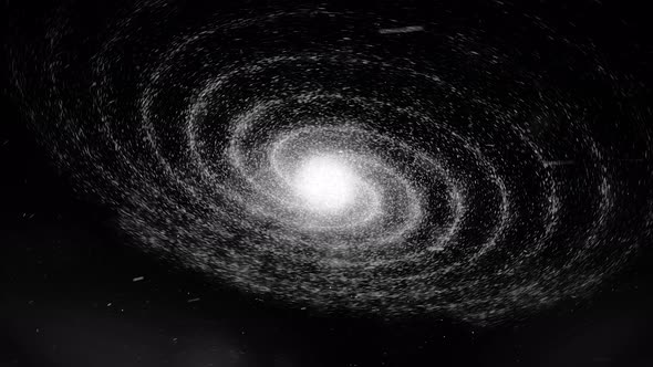 Digital cosmic universe with white shining stars, monochrome alt