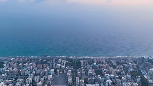Colorful Panorama over the city Aerial View 4 K Alanya Turkey alt