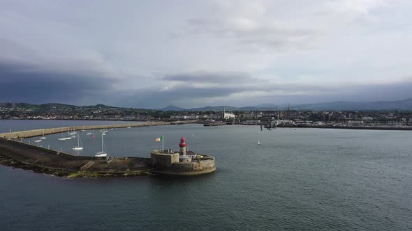 Aerial View of Sailing Boats, Ships and Yachts in Dun Laoghaire Marina Harbour, Ireland