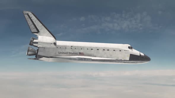 Space Shuttle Reentering the Atmosphere Side View alt