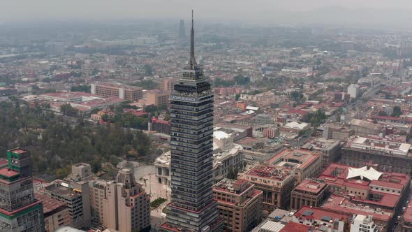 Aerial View of Large Town Cityscape with Torre Latinoamericana Tall Building and Palacio De Bellas alt