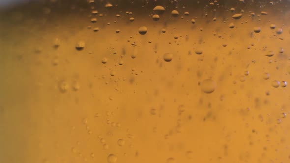 Macro Shot Of Fine Bubbles Rising In A Glass With beer