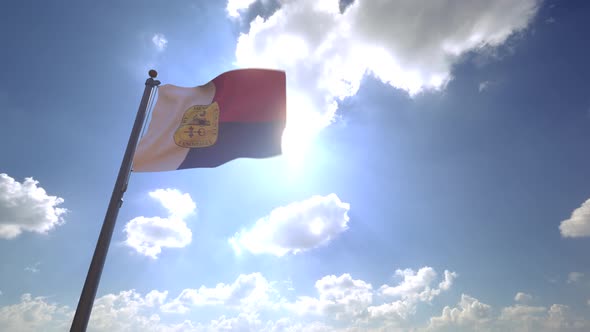 Memphis City Flag (Tennessee) on a Flagpole V4 - 4K alt