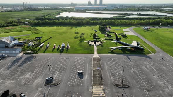 Aerial view of USS Alabama Battle ship Memorial Park and museum in Mobile, Alabama alt