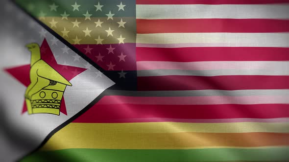 USA Zimbabwe Flag Loop Background 4K