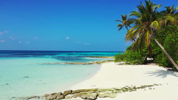 Aerial top down landscape of paradise coastline beach holiday by blue sea with white sandy backgroun alt