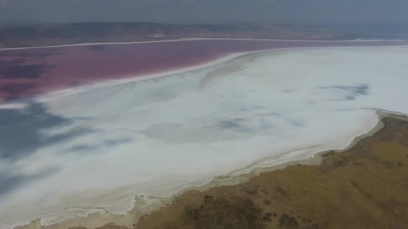 Aerial Pink Colored Salt Lake alt