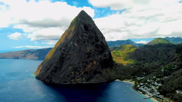 St Lucia Caribbean Huge Pitons Drone View at Saint Lucia Sugar Beach St Lucia Mountains alt