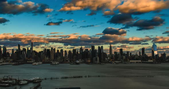 New York City Skyline With Moving Clouds 3B