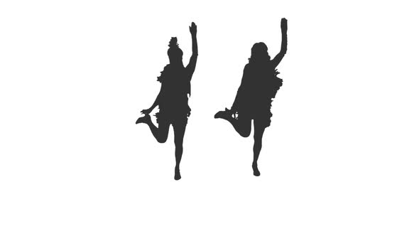 Silhouette of Two Dancing Women