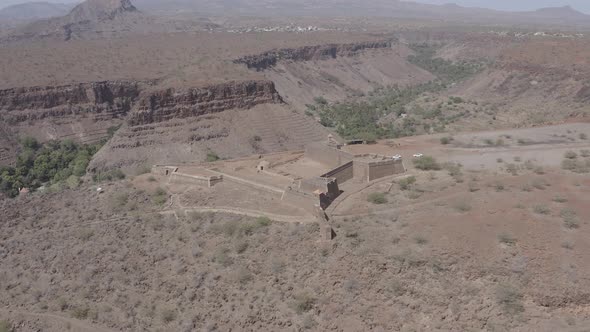 4K  ungraded UHD Aerial view Cidade Velha Fort  in Santiago - Cape Verde - Cabo Verde