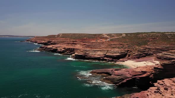 Kalbarri Batavia Coast Cliffs On The Ocean In West Australia - Aerial alt