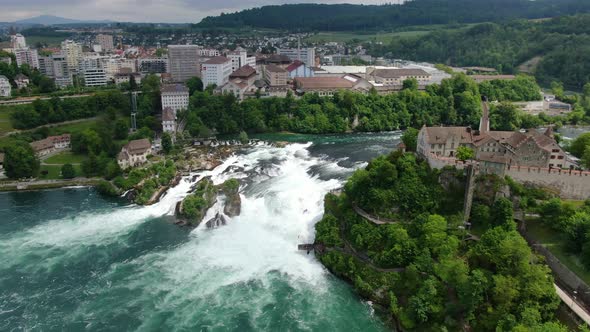 The Rhine Falls (Rheinfall), most powerful waterfall in Europe, Switzerland alt
