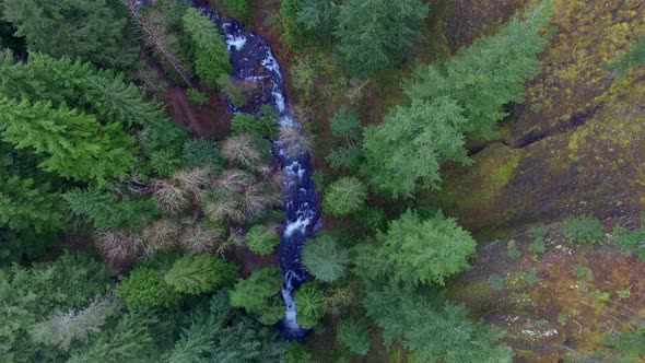 Aerial Shot Multnomah Falls Oregon