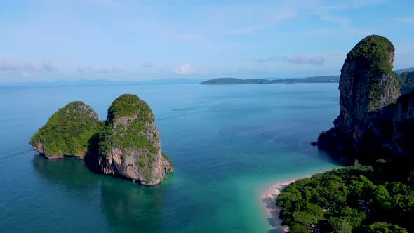 Railay Beach Krabi Thailand Tropical Beach of Railay Krabi Drone Aerial View of Panoramic View of alt