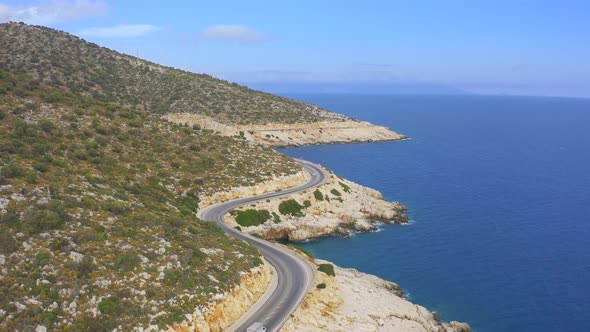 Curved Mediterranean Asphalt Road Along Coast Oludeniz Turkey alt