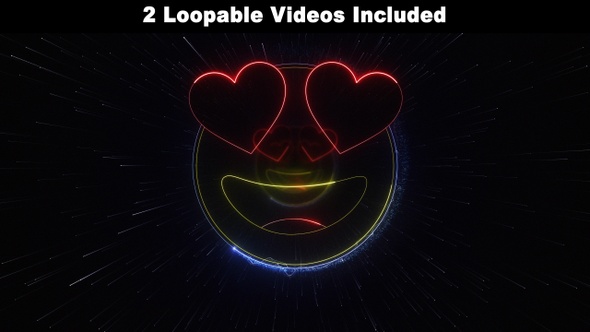 Neon Heart Eyes Emoji Package, Social Media Reaction, Loopable