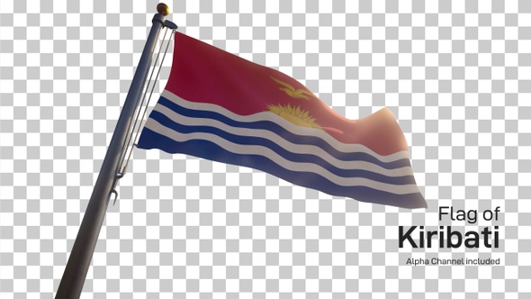 Kiribati Flag on a Flagpole with Alpha-Channel alt