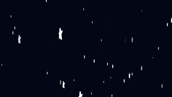 Animation of white stars twinkling and falling in hypnotic motion on black background alt