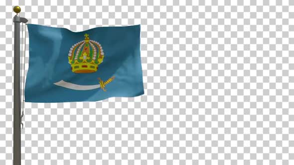 Astrakhan Oblast Flag (Russia) on Flagpole with Alpha Channel - 4K alt