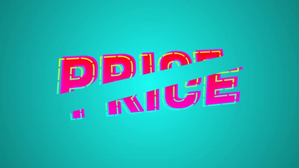 Price Cut Kinetic Typography Animation, Red Pink Yellow Blue