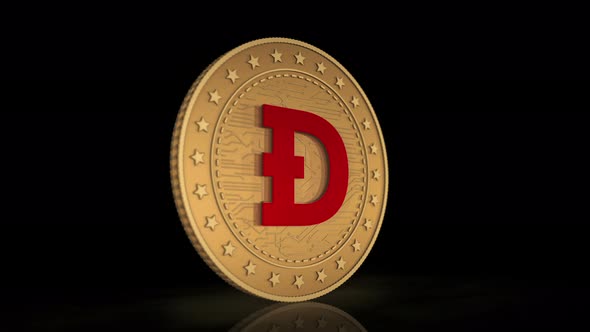 Dogecoin WOW cryptocurrency golden coin 3d, Motion Graphics | VideoHive