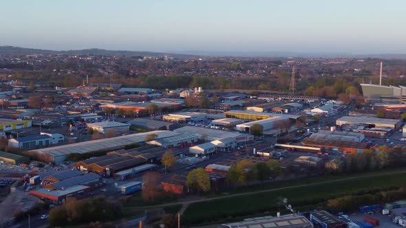Aerial view sideways dolly of Exeter Waste Recover Facility in the UK. alt