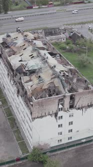 Vertical Video of a House That Was Damaged During the War in Ukraine alt