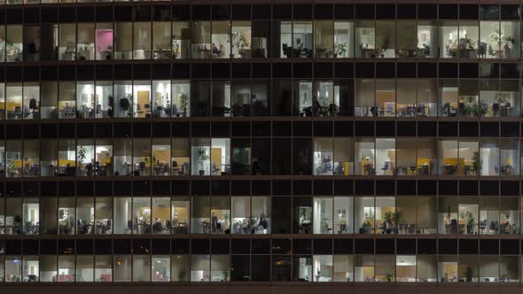 Windows in Skyscrapers International Business Center City at Night Timelapse Moscow Russia alt