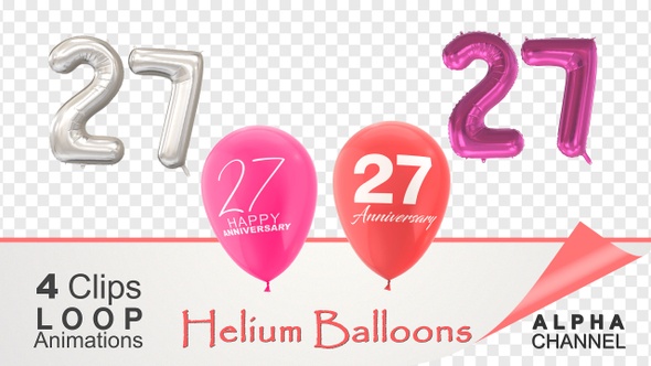 27 Anniversary Celebration Helium Balloons Pack