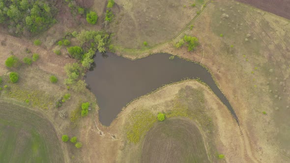 Top View of a Mysterious Lake, a Strange Place with Unusual Energy