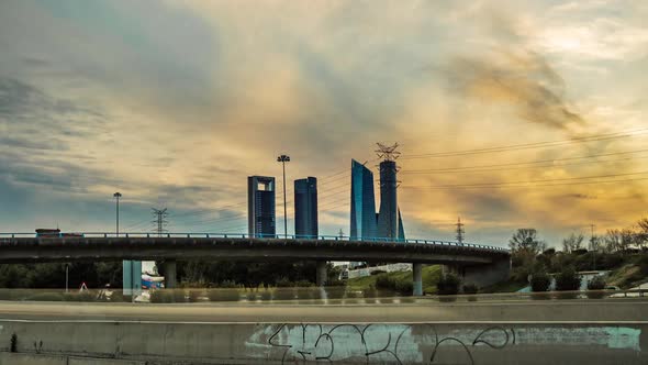 Downtown Madrid Day to Night Sunset Timelapse – Chamartin HD