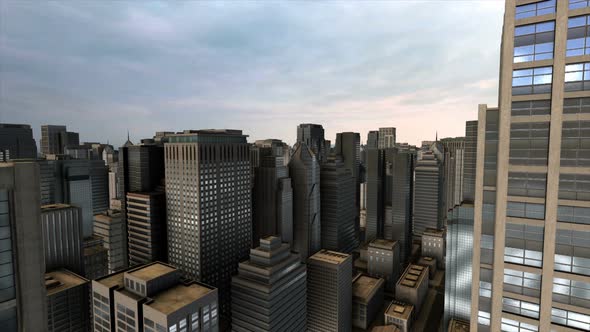 Generic urban architecture and skyscrapers forming a huge, metropolitan city