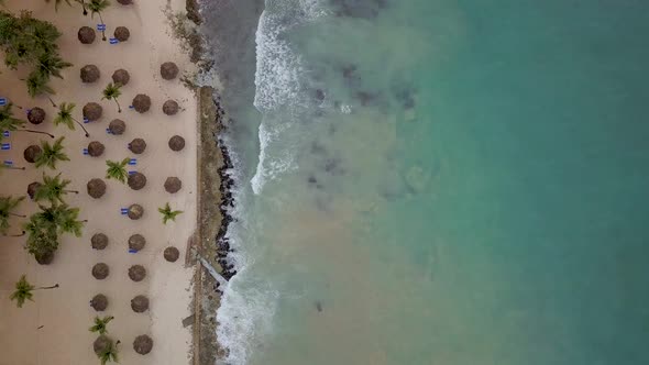 Top View of Tropical Beach and Sea Waves