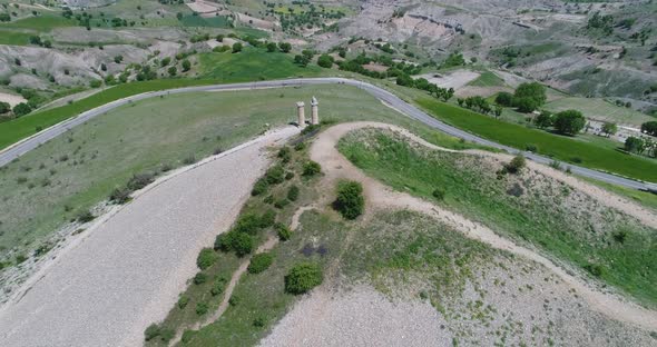 Hill And Statue Aerial View
