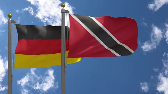 Germany Flag Vs Trinidad And Tobago On Flagpole alt
