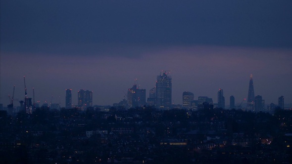 London Skyline Timelapse City Lights Construction Cranes