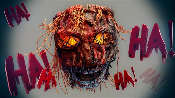 Laughing And Flashing Scarecrow Head VJ Loop alt